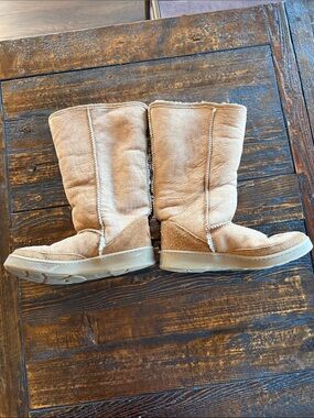 Minnetonka Tan Suede Shearling-Lined Mid-Calf Boots